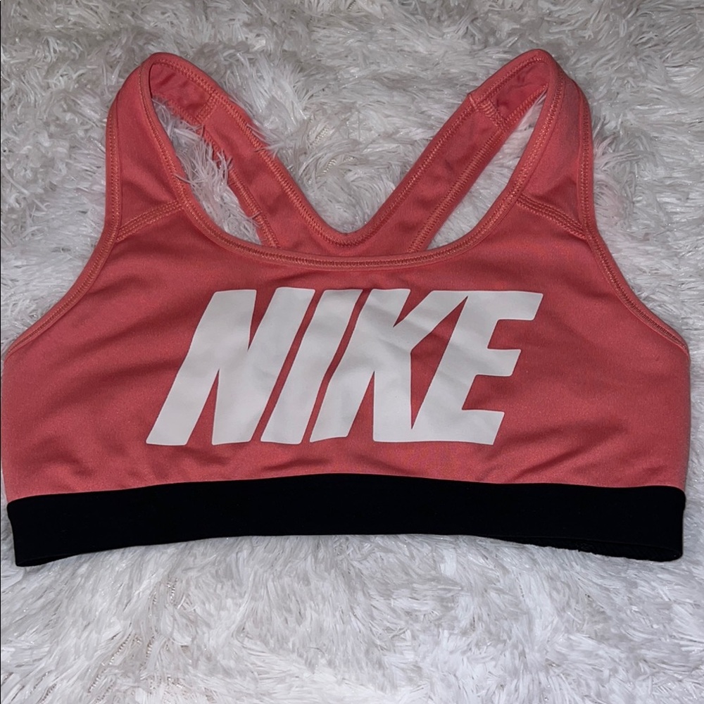 Nike Pink and Black Sports Bra with Racerback Design